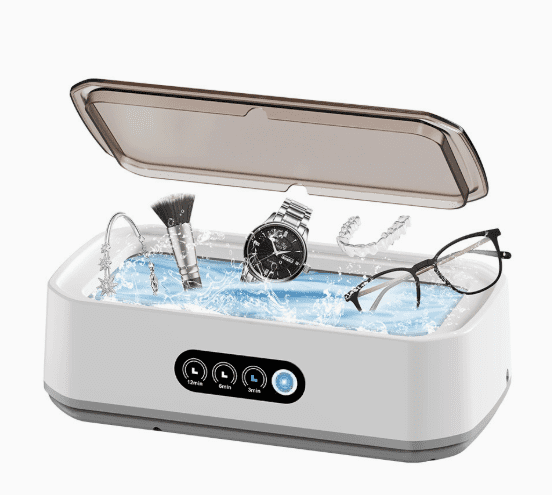650ml Ultrasonic Jewelry Cleaner Machine with Stainless Steel Tank, 3 Timer Settings, Professional Cleaning for Eyeglasses Rings Watches Dentures Retainers and More(x)