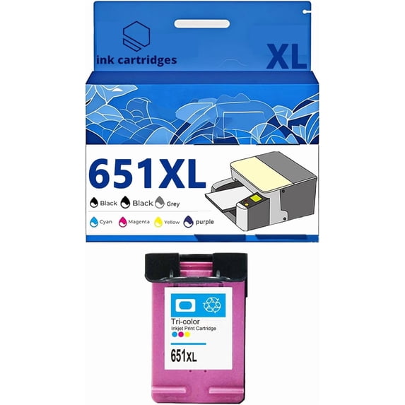 651 XL 651XL Ink Cartridges Compatible for 202 202C 252 252C 5575 5645 Inkjet Printers, Leak-Proof Design Crisp Printing