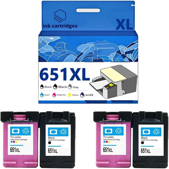 651 XL 651XL Ink Cartridges Compatible for 202 202C 252 252C 5575 5645 Inkjet Printers, Leak-Proof Design Crisp Printing