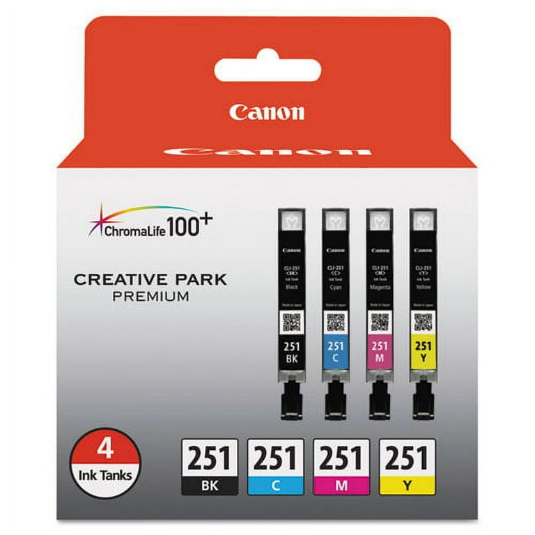 6513B004 (CLI-251) ChromaLife100+ Ink, Black/Cyan/Magenta/Yellow, 4/Pack 6513B004 (CLI-251) ChromaLife100+ Ink, Black/Cyan/Magenta/Yellow, 4/Pack