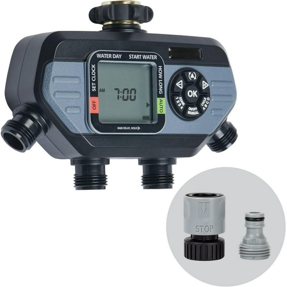 65141AMZ 4 Zone Digital Water Timer, Grey, Black