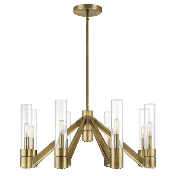 6518-AN-CL-Norwell Lighting-Rohe - 8 Light Chandelier-20.75 Inches Tall and 28 Inches Wide-Antique Brass Finish