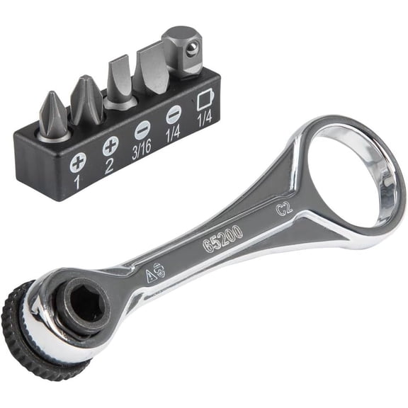 65200 Ratchet Set, 5-Piece Mini Ratchet Set with Phillips, Slotted, and Adapter for Other Socket Sizes, For Tight Spaces