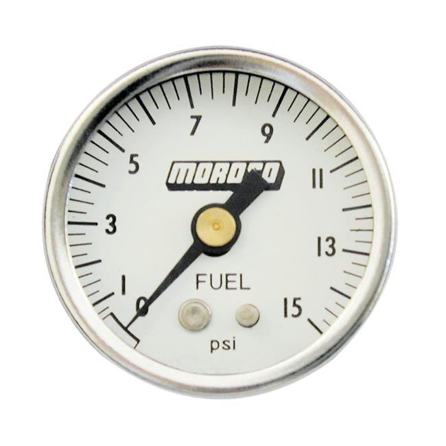 0-15 PSI Fuel Pressure Gauge - 1.5" Black Face With Chrome Trim