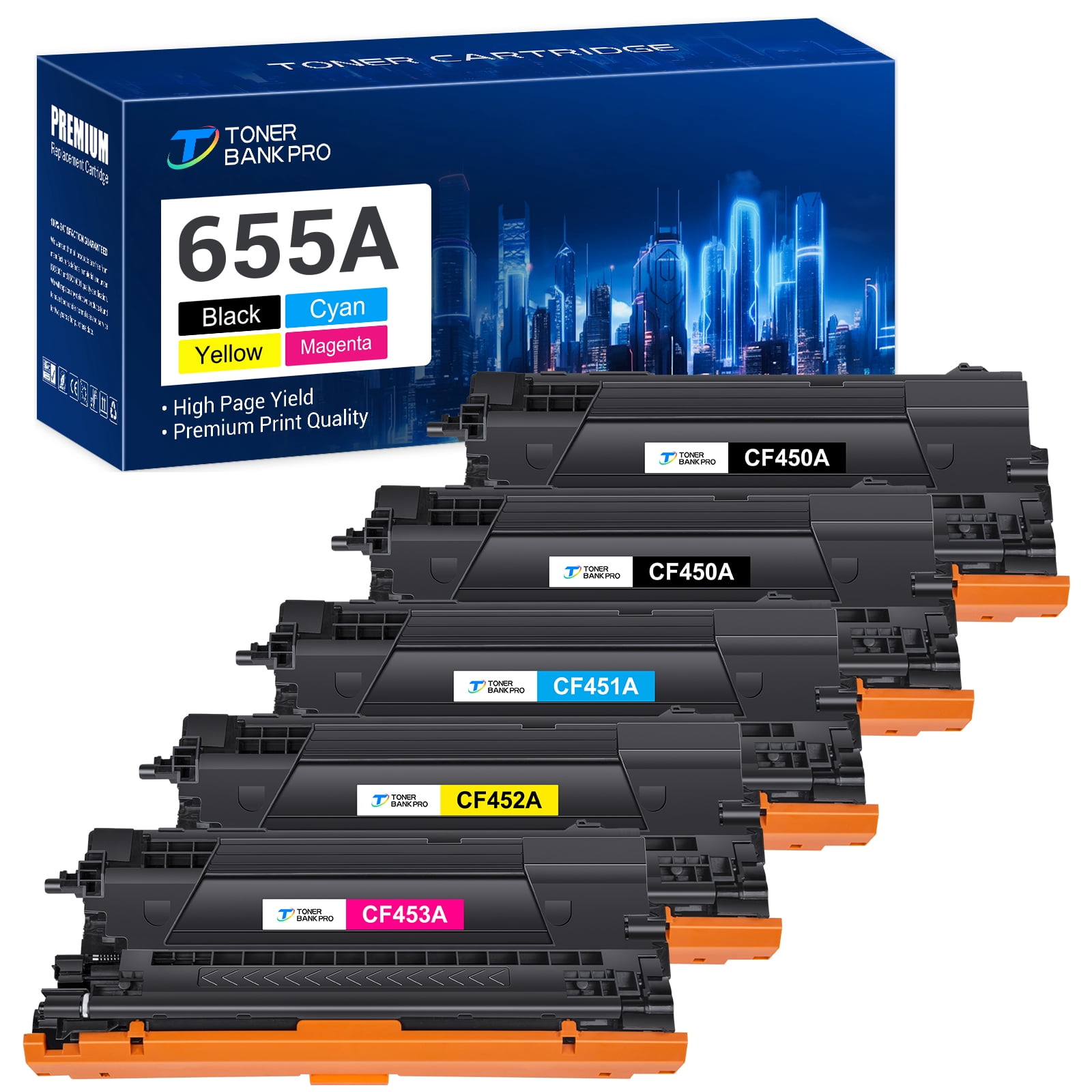 655A Toner Cartridge Set Compatible for HP 655A CF450A CF451A CF452A ...