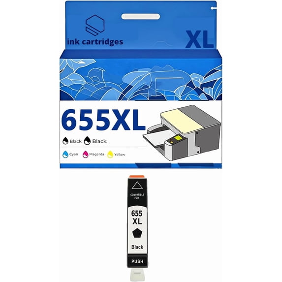 655XL 655XL Ink Cartridges Compatible for 3525 4615 4625 5525 6520 6525 Inkjet Printers, Leak-Proof Design Crisp Printing