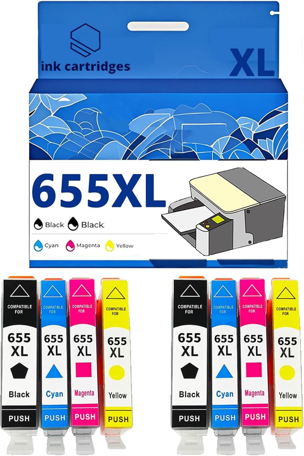 655XL 655XL Ink Cartridges Compatible for 3525 4615 4625 5525 6520 6525 ...
