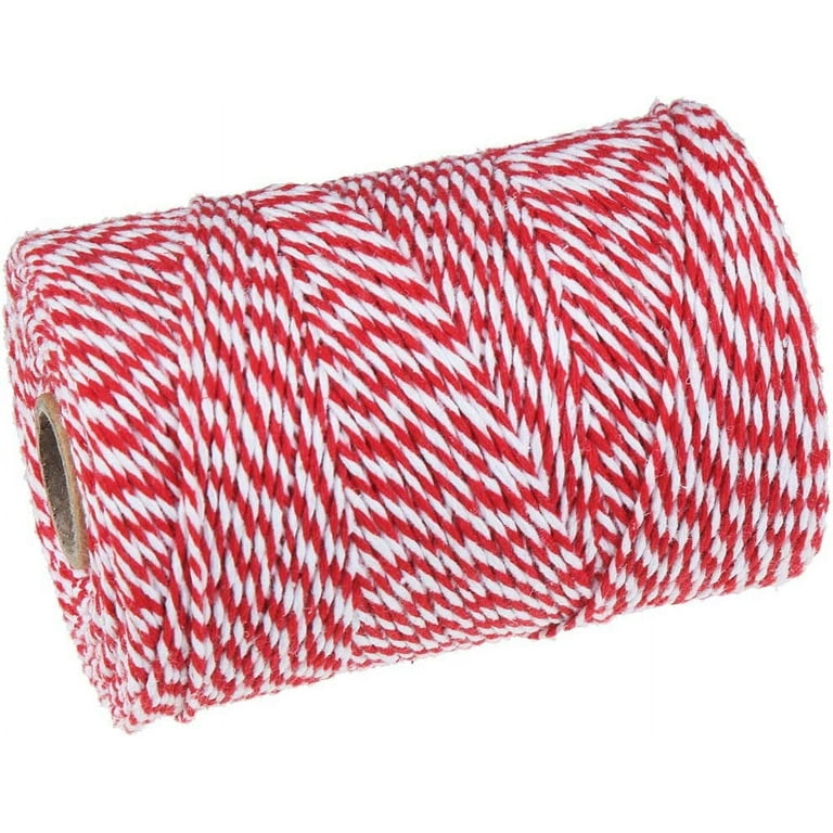 CCINEE 656 ft Red and White Bakers Twine, Cotton Packing Twine String Rope Wrapping Arts Crafts, 2mm