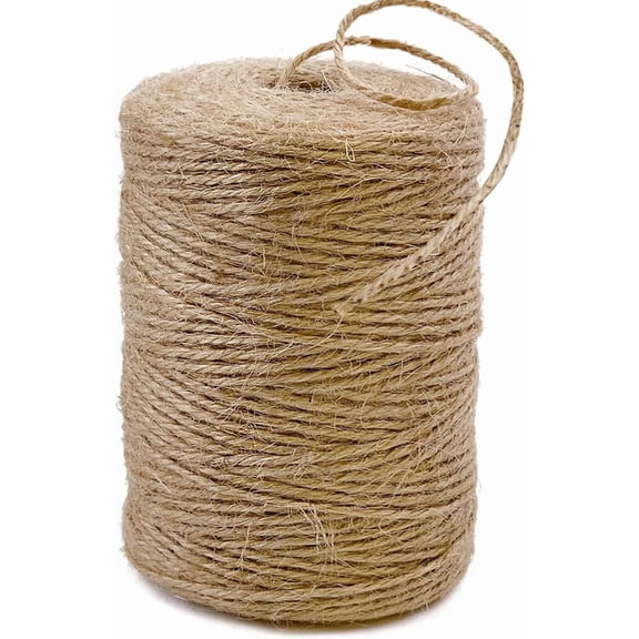 656 Feet 3Ply Jute Twine String, 2mm Natural Brown Thick Twine Rope for Crafts, Gardening, Tomato, Climbing Plant, Tie Floristry, Gift Wrapping Packing, Christmas, Wedding Decor