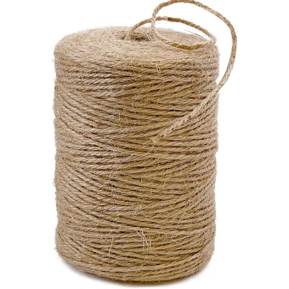 656 Feet 3Ply Jute Twine String, 2mm Natural Brown Thick Twine Rope for Crafts, Gardening, Tomato, Climbing Plant, Tie Floristry, Gift Wrapping Packing, Christmas, Wedding Decor