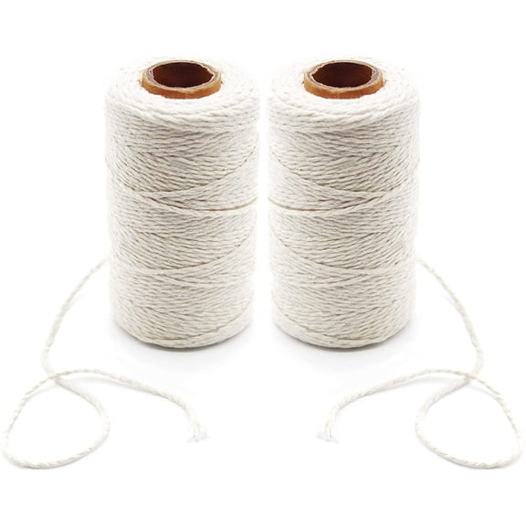 656 Feet Cotton Cooking String 2mm Natural Jute Twine 2 Ply String Rope Cord for Baking, Butchers, Sausage, DIY Arts and Crafts - Beige