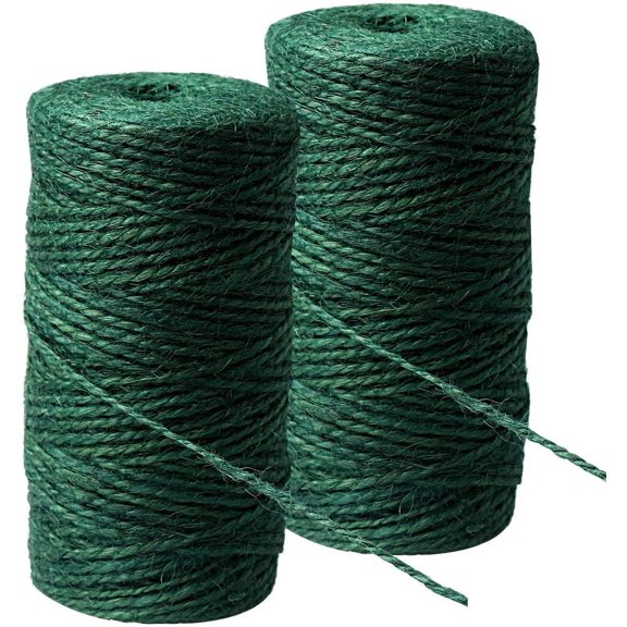 656 Feet Green Garden Twine, Natural Jute Twine Green String Heavy Duty Jute Rope String Christmas Twine for Craft Gardening Floristry Bundling Gift Wrapping (328Feet/Roll)