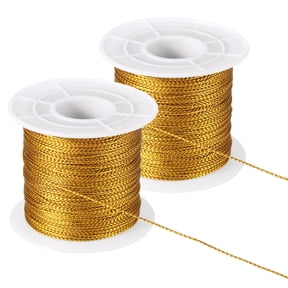 656 Feet Metallic Cord Tinsel Ornament String, 2 Spool 1mm Sparkle Twine String Gold