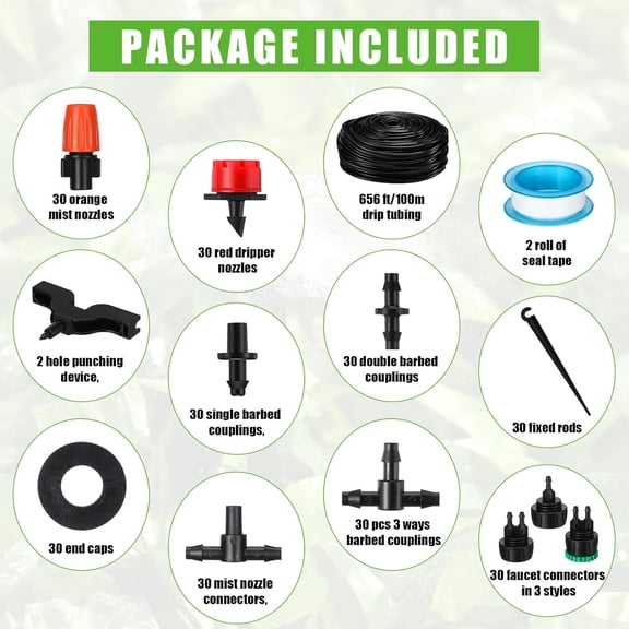 656 Ft Drip Irrigation Kit with Automatic Controller for Garden Watering