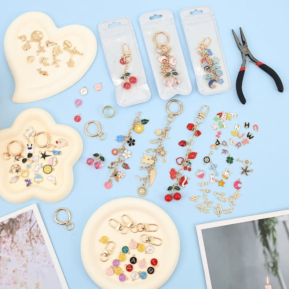 656 Pcs Keychain Making Kit,Alloy Keychain Craft Supplies Including Lobster Clasps Jump Rings Jewelry Pliers for Beginners DIY Crafts