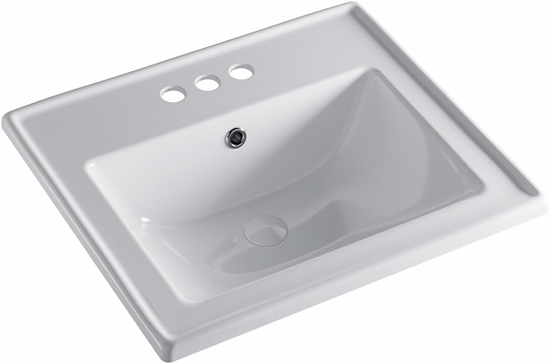 657443 Rectangle 20" Drop in Bathroom Sink With Overflow, 4" Faucet