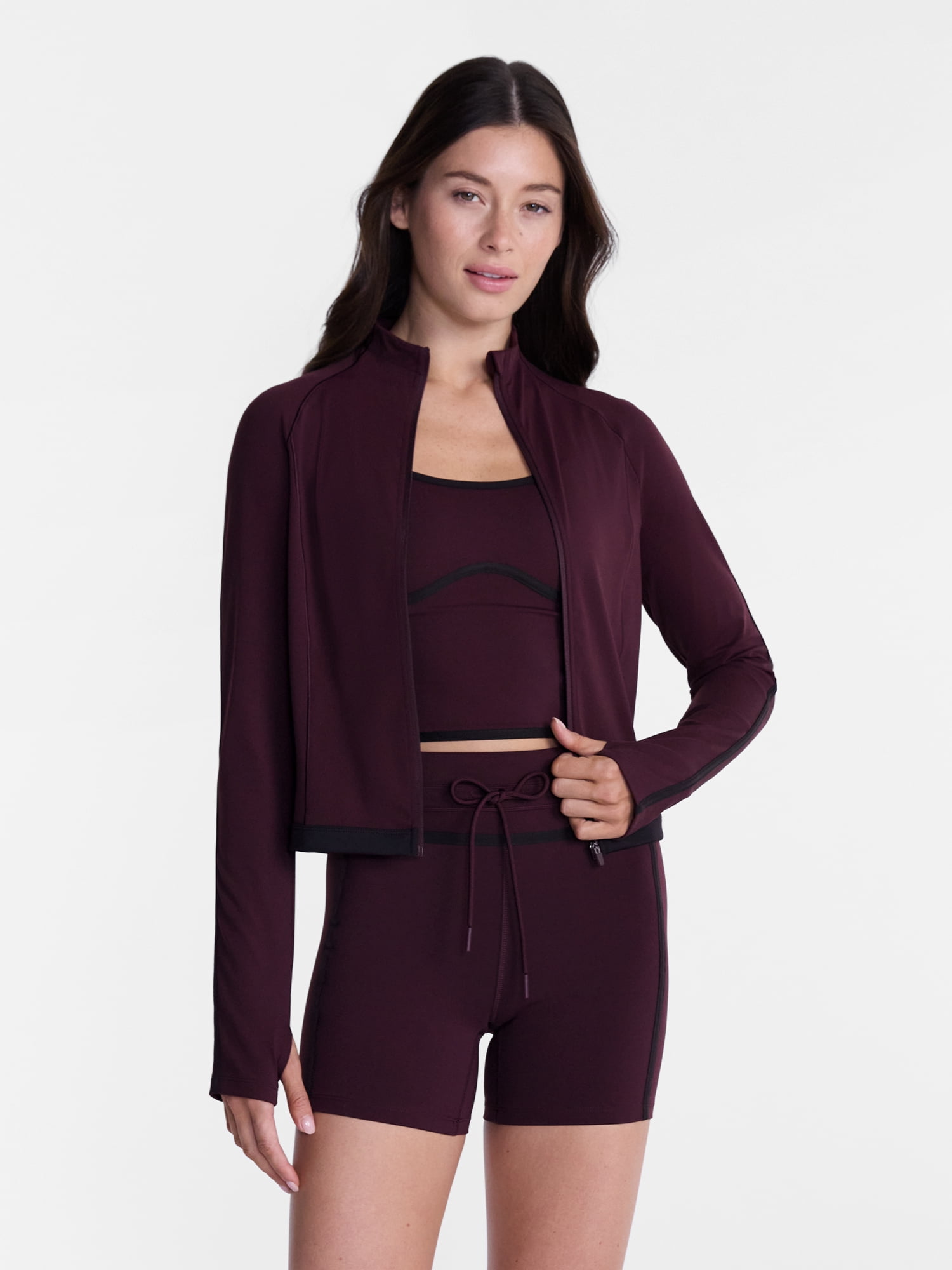 Avia Women's and Women's Plus SoftSculpt Tipped Cropped Active Jacket, Sizes XS-4X