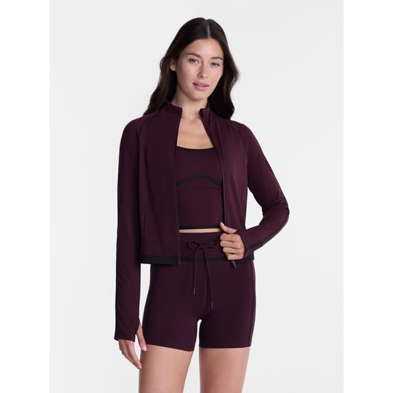Avia Women's and Women's Plus SoftSculpt Tipped Cropped Active Jacket, Sizes XS-4X