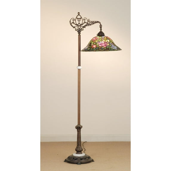 65831 Meyda 59"H Tiffany Rosebush Bridge Arm Floor Lamp