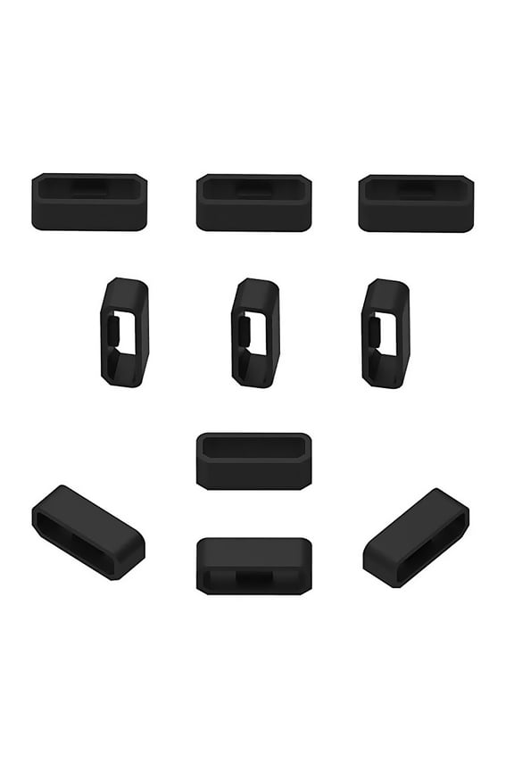 6588 10Pcs 22mm Silicone Replacement Secure Rings Watch Strap Fasteners Band Keepers Strap Loops Compatible with GARMIN Watch, Black