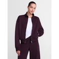 thumbnail image 1 of Athletic Works Women's Cropped Fleece Bomber Jacket with Long Sleeves, Sizes XS-XXL, 1 of 7