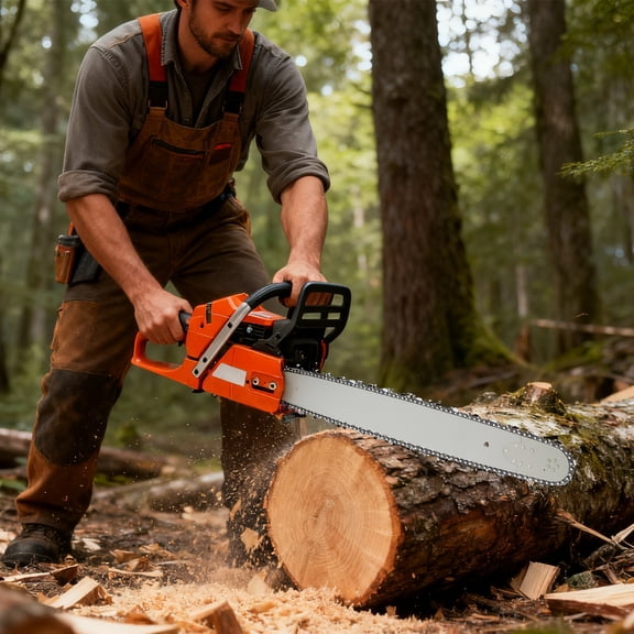 65CC 2-Stroke Gas Powered Chainsaw, 3.4KW Logging Cutter, Handheld Petrol Wood Felling Saw for Tree Cutting, Stump Trimming & Backyard Clearing
