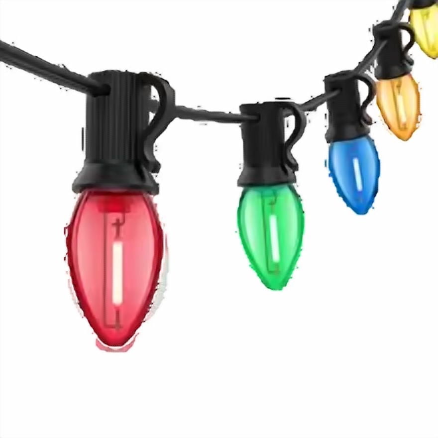 65FT C7 LED Colorful Bulbs Outdoor String Lights with 48+2 Shatterproof Bulbs, Multi-Color Light Bulbs for Christmas Wedding Patio Garden Decoration
