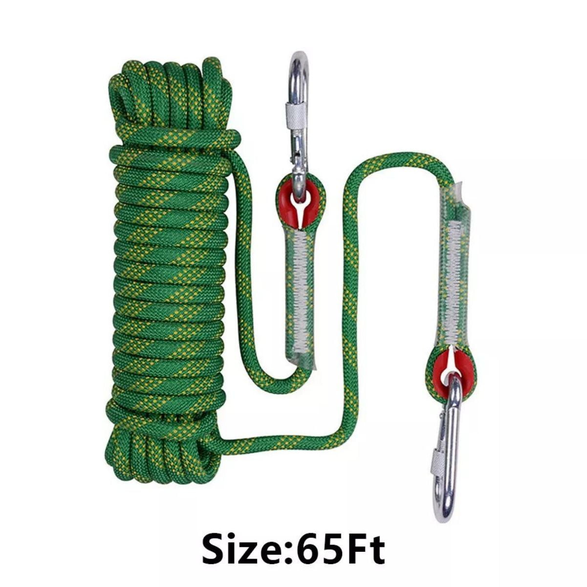 65FT Safety Climbing Rappelling Escape Rope 3300lbs Static Rock ...