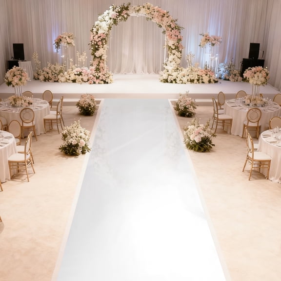 65FT x 3FT Silver Mirrored Floor Wedding Aisle Runner, Carpet for Party, Birthday, Banquet, Restaurant Decoration