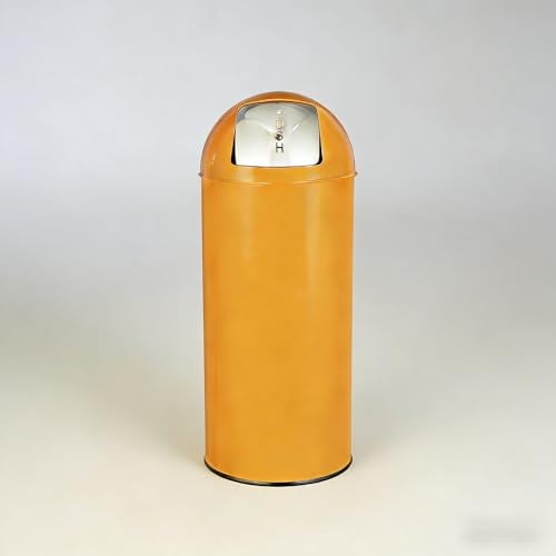 65L/17 Gal Trash Can, Stainless Steel Tall Commercial Garbage Can, Waste Bin with Square Push Lid, Durable Garbage Bin with Removable Inner Bucket for Home, Kitchen, Office, Orange
