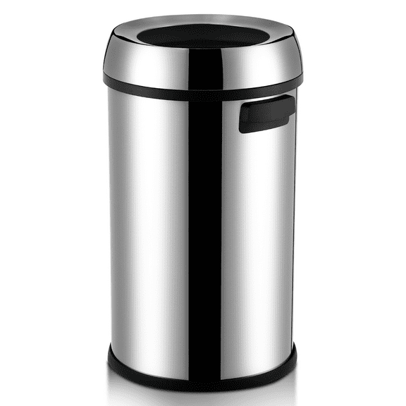 65L/17 Gallon Heavy Duty Kitchen Trash Can – Large Capacity Commercial Waste Bin – Fingerprint-Resistant Stainless Steel – Open Top Design – Ideal for Home, Office, Restaurant