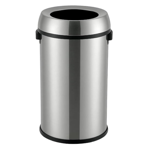 65L/17Gal Open Top Round Trash Can, Heavy-Duty Stainless Steel Garbage Bin with Lidless Design, Large Commercial Waste Container for Restaurant, Outdoor Use