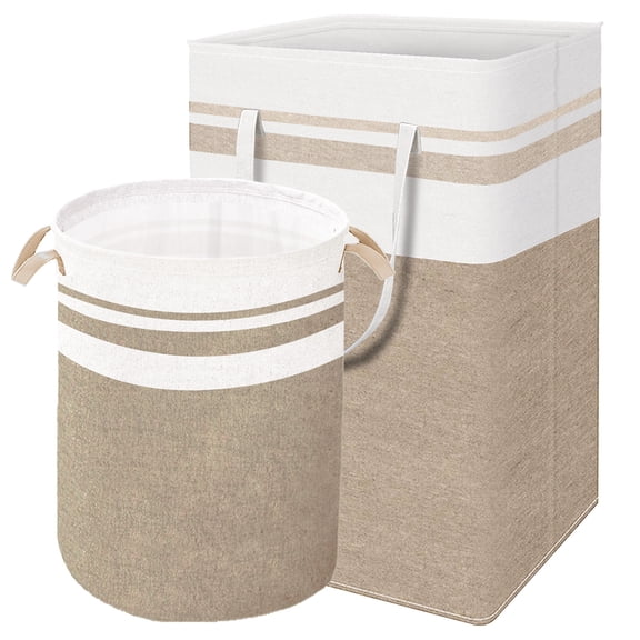 65L+75L Slim Laundry Hamper, Small Laundry Basket, Dirty Narrow Collapsible Clothes Storage with Easy Carry Extended Handles, Tall Hampers for Bedroom Laundry Room, White, 2 Packs