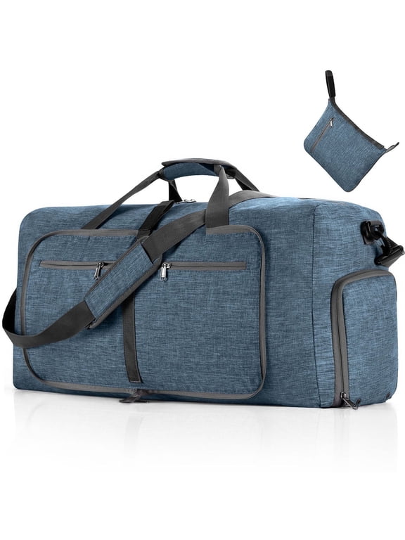 65L Large Duffle Bag, Foldable Travel Gym Bag with Shoe Compartment, Lightweight Water Repellent Tear Resistant for Camping, Weekender, Overnight Travel