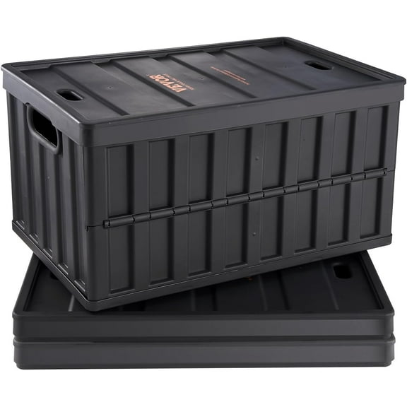 65L Collapsible Storage Bins with Lids 3 Packs, Stackable Utility Crates with Handles, Large Folding Containers for Organizing Tools, Books, Food, Drinks, Camping&Transport