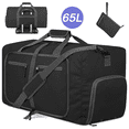 thumbnail image 1 of DAKOMM 65L Duffle Bag with Shoes Compartment, 24" Foldable Travel Duffel Bags for Men Women, Large Packable Travel Bag Water Repellent & Tear Resistant, Overnight Weekend Bag for Men (Black), 1 of 8