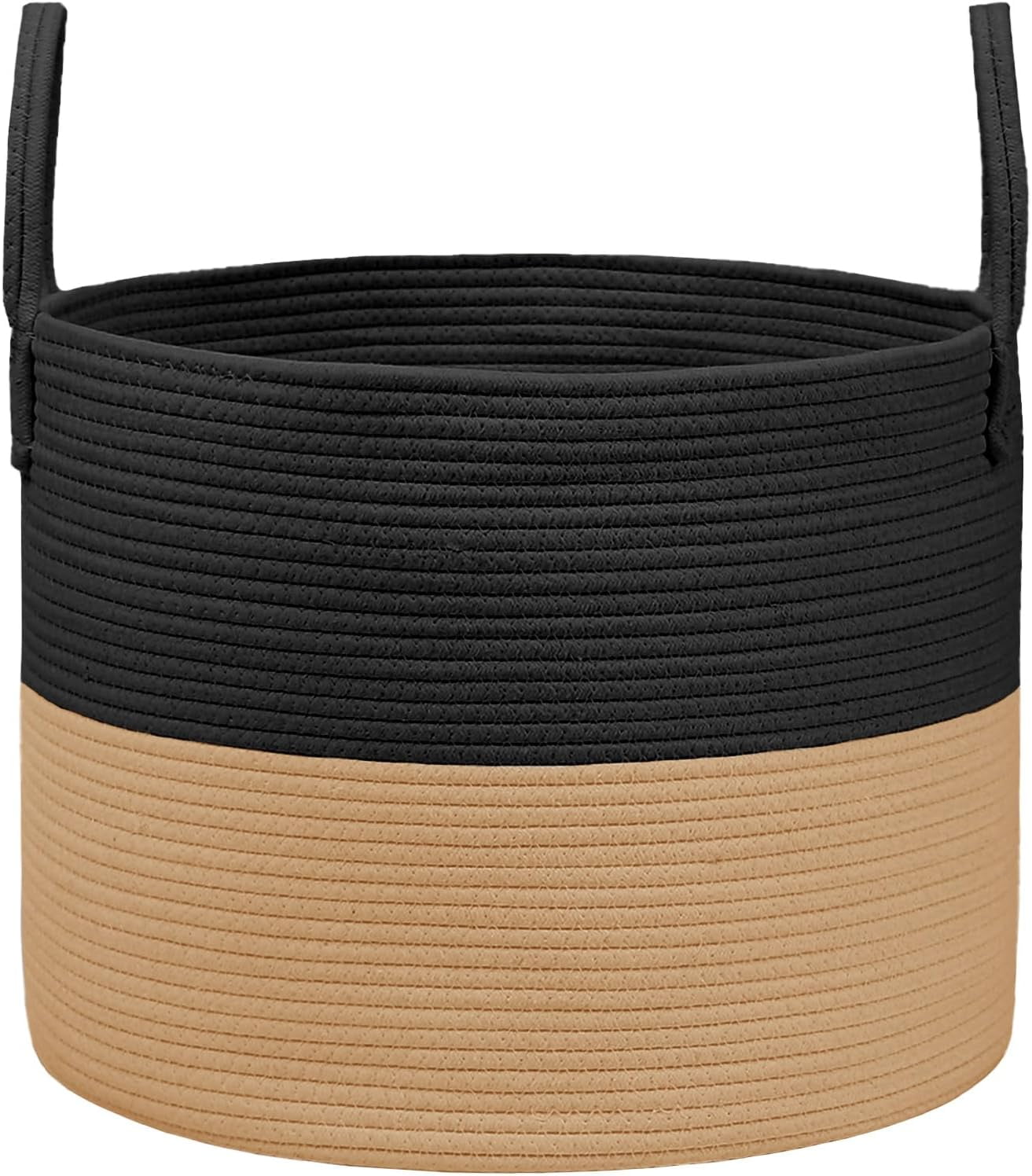 65L Extra Large Oatmeal Woven Cotton Rope Blanket Basket & Laundry Hamper with Reinforced Handles, Machine Washable Storage Bin for Pillows, Comforters & Toys, Perfect for Living Room