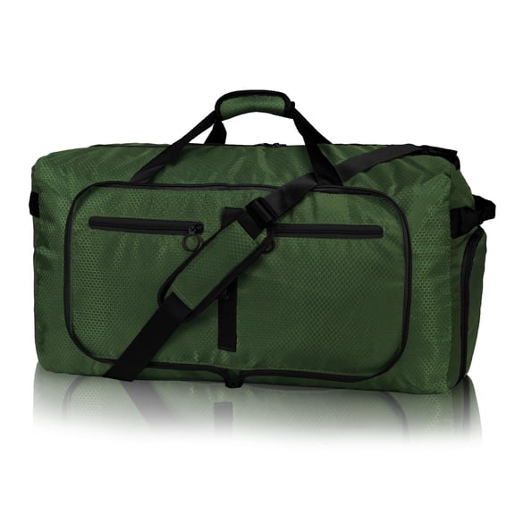 65L Foldable Travel Duffel Bag Glossy Green For Men Women