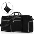 thumbnail image 1 of 65L Large Foldable Travel Duffle Bag, Black Duffel Bag for Men Women, Foldable Gym Bag with Shoes Compartment, Overnight Bags Waterproof & Tear Resistant, 1 of 8