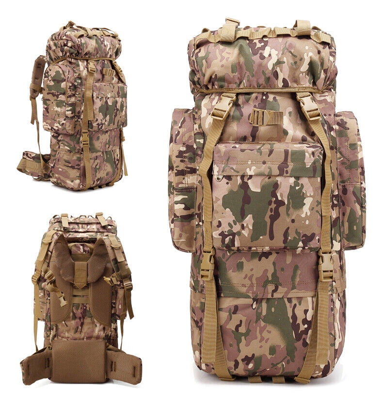 65L Large Tactical Backpack with Internal Frame Rain Cover Waterproof Rucksack