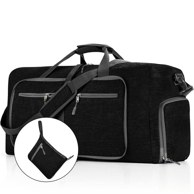 65L Large Travel Duffle Bag, 24" Foldable Overnight Bags with Shoes Compartment, Lightweight Gym