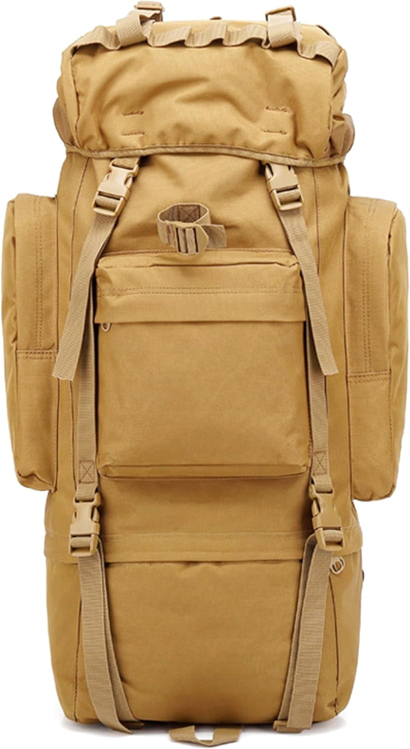 65L Tactical Backpack with Internal Frame and Rain Cover Waterproof Rucksack for Camping Hiking