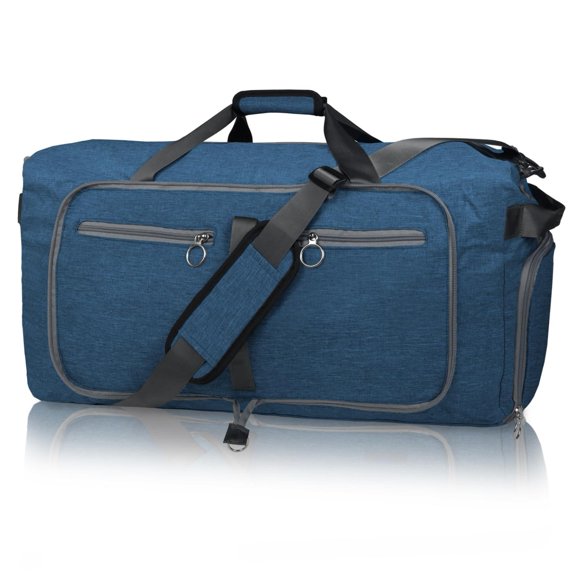65L Textured Blue Foldable Travel Duffel Bag