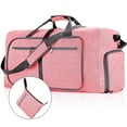thumbnail image 1 of 65L Travel Duffle Bag, 24" Foldable Travel Duffel Bag with Shoes Compartment, Extra Large Overnight Bag for Men Women, Waterproof & Tear Resistant Weekender Bags (Pink), 1 of 9