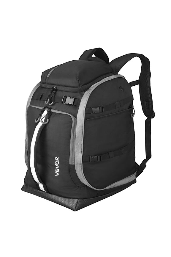 65L Waterproof Ski Snowboard Boot Travel Backpack for Men Women Durable 1680D Oxford Bag with Helmet Goggles Gloves Accessories Storage Black