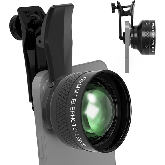 65MM Telephoto Lens for iPhone Android Smartphones, with 17mm Thread Universal Phone Clip and Portable Bag, Compatible SmallRig NEEWER Cage
