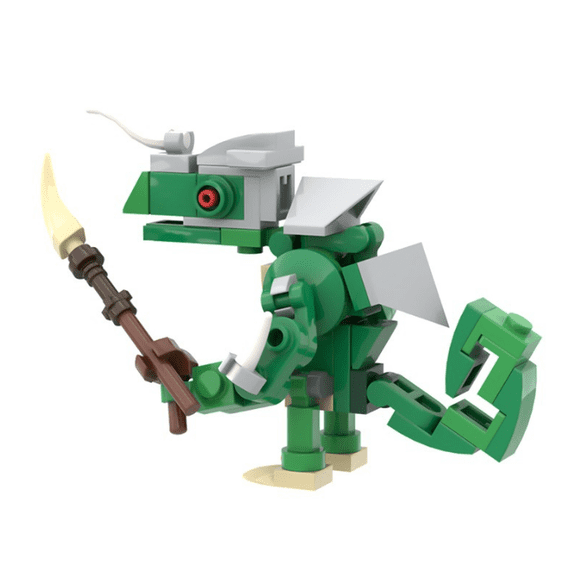 65PCS Green Lizard Warrior Monster MOC Building Blocks Set, Mini Fantasy Creature Figure Bricks Model Kit, DIY Collectible Decor Toy Gift