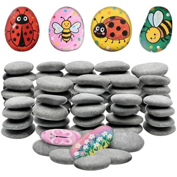 65PCS Rocks for Painting, 2-3 Inches Natural Smooth River Rocks for Painting, Flat Stones for Crafts and Decorations, Kindness Stones for DIY Arts(65)