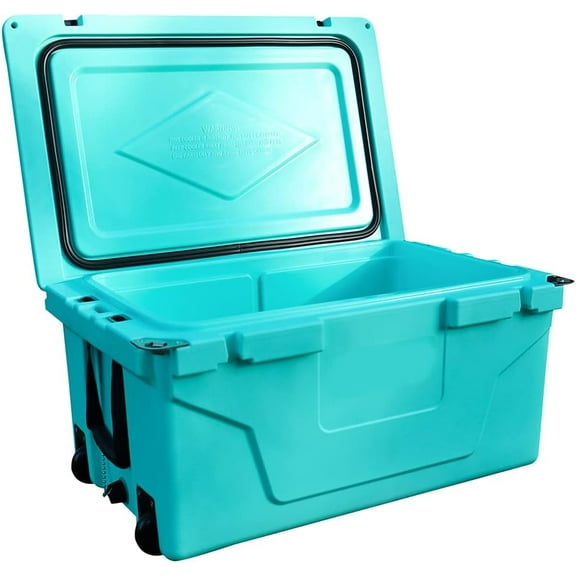 65QT Multifunction Outdoor Camping Coolers, Portable Cooler with Wheels and Heavy Duty Handle, Ice Chests and Coolers for Camping, Fishing, Travel, Beach