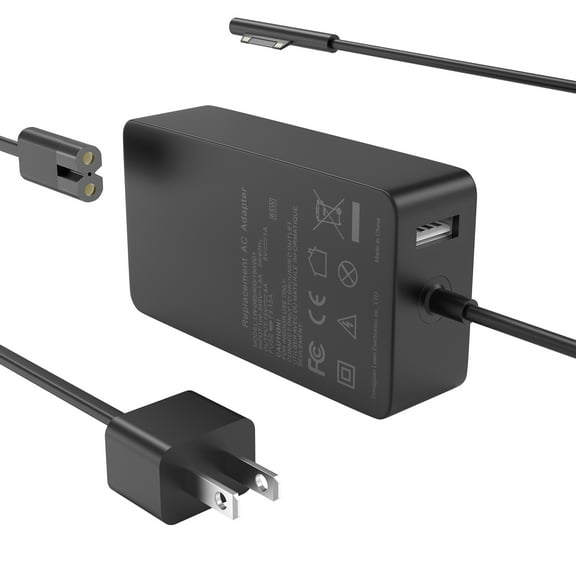 65W Laptop Charger for Microsoft Surface Pro 10, 9, 8, 7, 6, 5, 4, 3, X, Surface Laptop 5/4/3/2/1/Studio, Surface Book 2/1,with USB Port